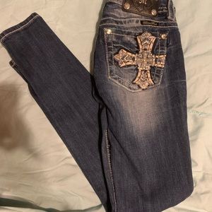 Miss Me Signature Skinny Size 25 and 31” Inseam Cross Embellished Jeans